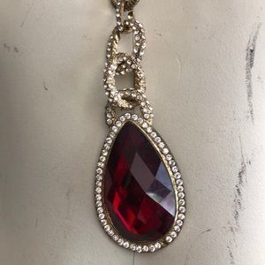 INC Statement Necklace with red teardrop stone